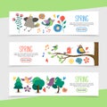 Flat Hello Spring Horizontal Banners