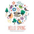 Flat Hello Spring Round Concept