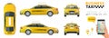 Flat high quality city service transport icon set. Car taxi. Build your own world web infographic collection. Taxi