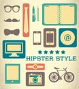 Flat hipster set of web elements