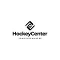 Flat Hockey Center silhouette abstract Logo design