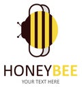 Honey bee, logo in flat style on the white backround