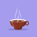 Flat hot brown coffee cup mockup steam icon vector