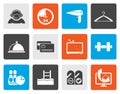 Flat hotel and motel amenity icons Royalty Free Stock Photo