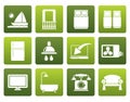 Flat Hotel and motel room facilities icons Royalty Free Stock Photo