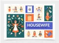 Flat Housewife Infographic Template