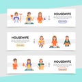 Flat Housewife Life Horizontal Banners