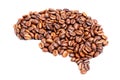 Flat Human Brain Shape Made from Roasted Coffee Beans Royalty Free Stock Photo