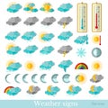 Flat hydrometeorological icons Royalty Free Stock Photo