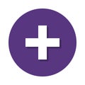 Flat icon addition on purple circle