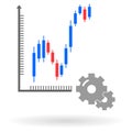 Flat icon of analytical working report with gears symbol