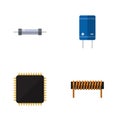 Flat Icon Appliance Set Of Cpu, Transistor, Bobbin And Other Vector Objects. Also Includes Transistor, Motherboard, Coil