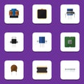 Flat Icon Appliance Set Of Memory, Unit, Receptacle And Other Vector Objects. Also Includes Resistor, Destination Royalty Free Stock Photo