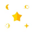 Flat Icon Bedtime Set Of Bedtime, Starlet, Star And Other Vector Objects. Also Includes Asterisk, Moon, Star Elements. Royalty Free Stock Photo