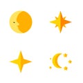 Flat Icon Bedtime Set Of Lunar, Asterisk, Bedtime And Other Vector Objects. Also Includes Star, Sky, Twilight Elements. Royalty Free Stock Photo