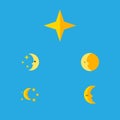 Flat Icon Bedtime Set Of Lunar, Nighttime, Bedtime And Other Vector Objects. Also Includes Lunar, Asterisk, Twilight Elements. Royalty Free Stock Photo