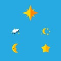 Flat Icon Bedtime Set Of Moon, Bedtime, Asterisk And Other Vector Objects. Also Includes Crescent, Moon, Star Elements. Royalty Free Stock Photo