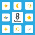 Flat Icon Bedtime Set Of Starlet, Night, Nighttime And Other Vector Objects. Also Includes Twilight, Moon, Cloud Elements. Royalty Free Stock Photo