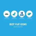 Flat Icon Bio Set Of Tributary, Cascade, Pond And Other Vector Objects. Also Includes Lake, Mountain, Lagoon Elements. Royalty Free Stock Photo