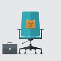 Flat icon of business chair with I need job message on cardboard Royalty Free Stock Photo