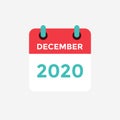 Flat icon calendar December 2020.