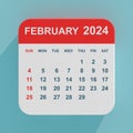 Flat Icon Calendar February 2024. 3d Rendering