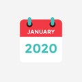 Flat icon calendar January 2020.