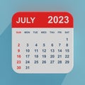 Flat Icon Calendar July 2023. 3d Rendering