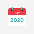 Flat icon calendar July 2020.