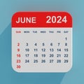 Flat Icon Calendar June 2024. 3d Rendering