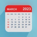 Flat Icon Calendar March 2023. 3d Rendering