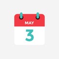 Flat icon calendar 3 of May. Date, day and month.