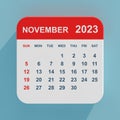 Flat Icon Calendar November 2023. 3d Rendering