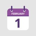 Calendar 1st of February Royalty Free Stock Photo