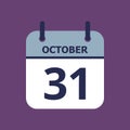 Calendar 31st of October Royalty Free Stock Photo