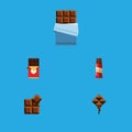 Flat Icon Chocolate Set Of Cocoa, Sweet, Delicious And Other Vector Objects. Also Includes Sweet, Bitter, Cocoa Elements