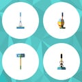 Flat Icon Cleaner Set Of Cleaning, Besom, Broom And Other Vector Objects. Also Includes Broom, Mop, Bucket Elements.