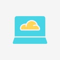 Flat Icon Cloud system and Laptop computer. Royalty Free Stock Photo