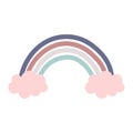 Flat icon clouds and colorful rainbow