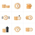 Flat icon Coins Icons Set, Vector Design