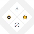 Flat Icon Compass Set Of Divider, Compass, Direction And Other Vector Objects. Also Includes Measurement, Dividers