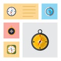 Flat Icon Compass Set Of Instrument, Geography, Divider And Other Vector Objects. Also Includes Orientation, Divider