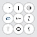 Flat Icon Component Set Of Cambelt, Auto Component, Belt And Other Vector Objects. Also Includes Piston, Gear, Conrod