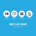 Flat Icon Computer Set Of Computer, Display, Technology And Other Vector Objects. Also Includes Screen, Computer Royalty Free Stock Photo