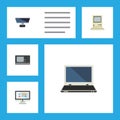 Flat Icon Computer Set Of Computing, Notebook, PC And Other Vector Objects. Also Includes Screen, PC, Display Elements. Royalty Free Stock Photo