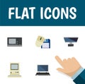 Flat Icon Computer Set Of Computing, Vintage Hardware, Notebook And Other Vector Objects. Also Includes Computing Royalty Free Stock Photo