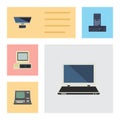 Flat Icon Computer Set Of Notebook, Technology, PC And Other Vector Objects. Also Includes Computer, PC, Laptop Elements