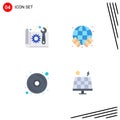 4 Flat Icon concept for Websites Mobile and Apps architecture, cd, paper, globe, dvd