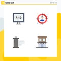 4 Thematic Vector Flat Icons and Editable Symbols of aspect ratio, hollywood, audience, cinema, architecture