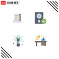 4 Flat Icon concept for Websites Mobile and Apps book, bulb, novel, gadget, education